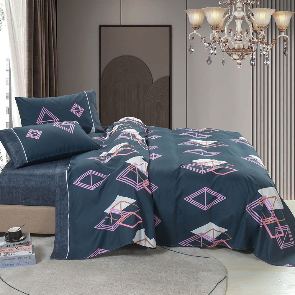 99.99% Polyester Twill Mag -print na naka -print na 4 PCS Bed Sheets