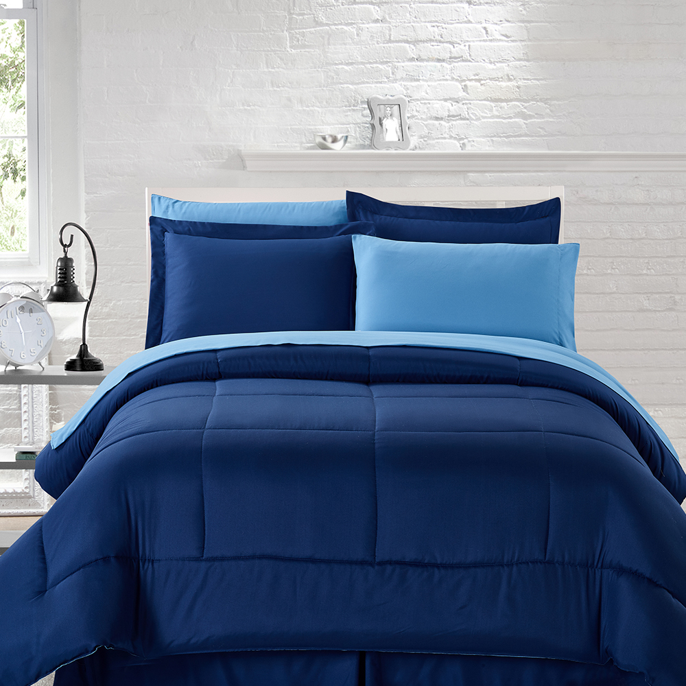 99.99% polyester solid reversible color comforfer set 7 piraso