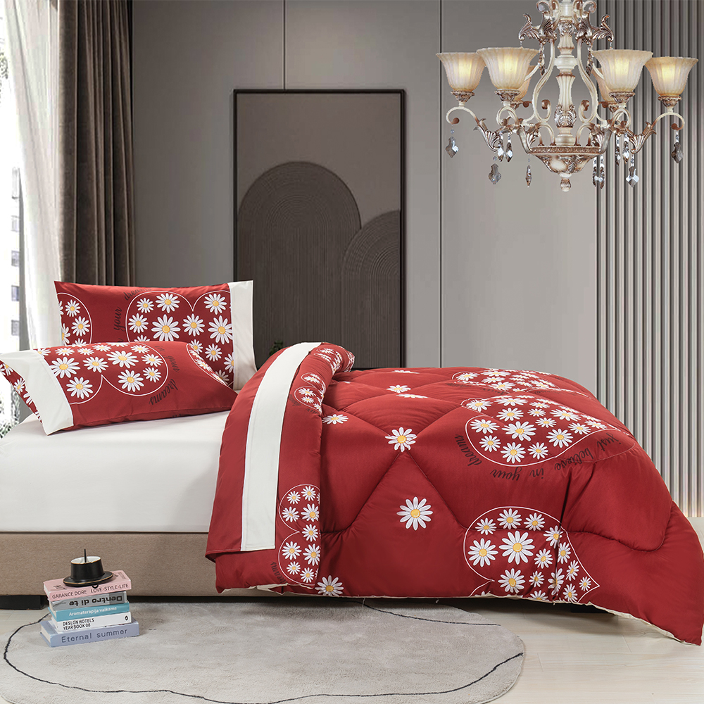 99.99% Polyester 85GSM Buong Twill Na -print na 5 PCS Comforter Set