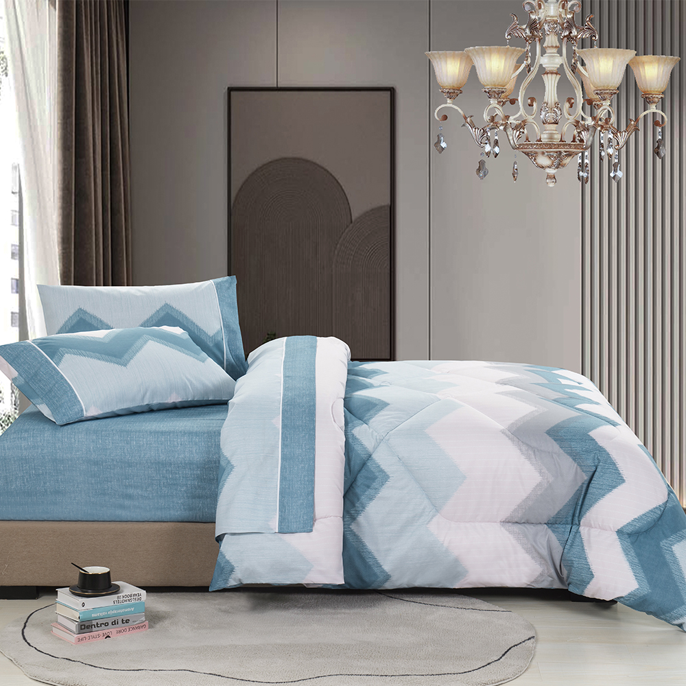 99.99% Polyester 85GSM Twill Mag -print na naka -print na 5 PCS Comforter Set