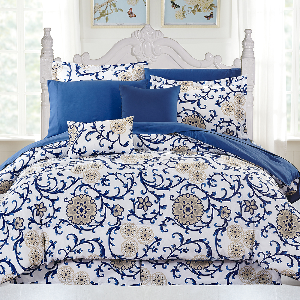 99.99% Polyester Printed Comforter 8-Pieces Set