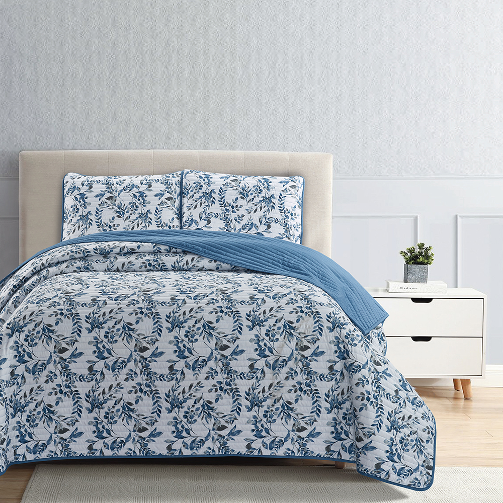 99.99% Polyester Printed Quilt Bed Cover 3-Pieces set