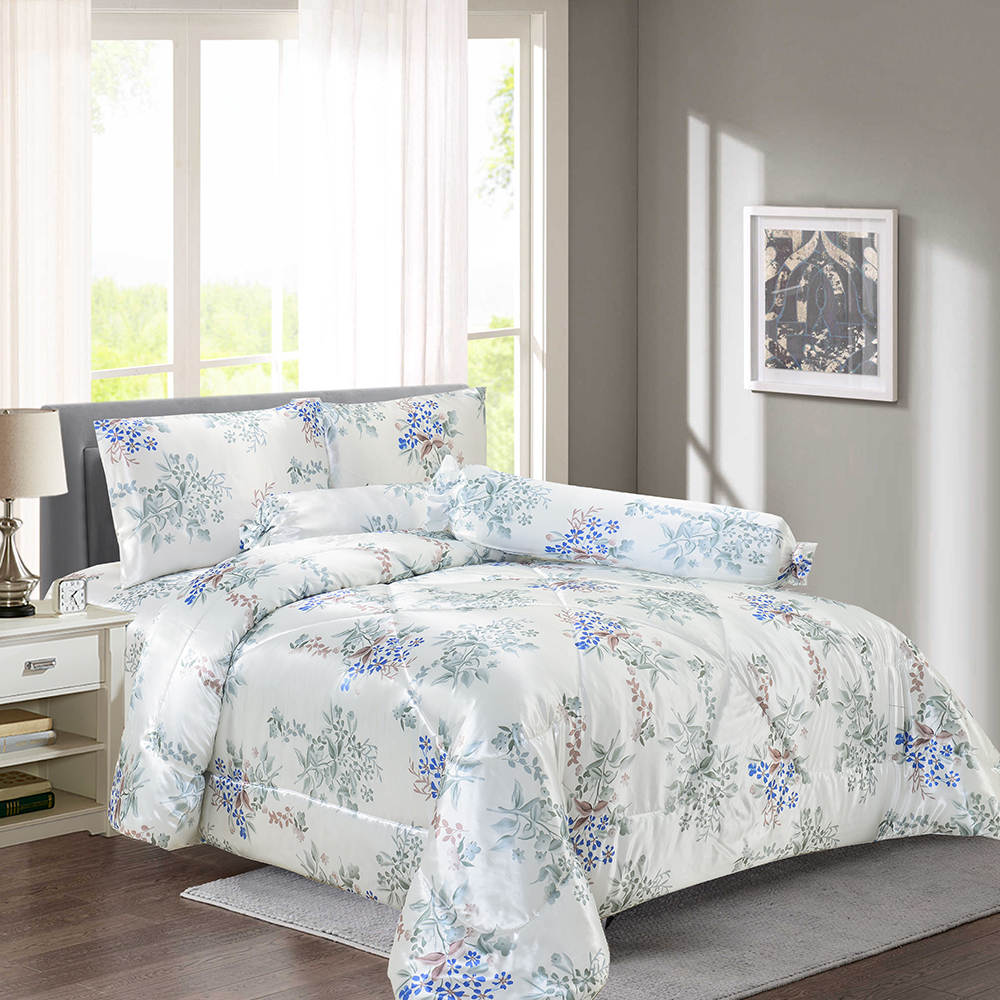 Pag -print ng Satin 5pcs Comforter Set